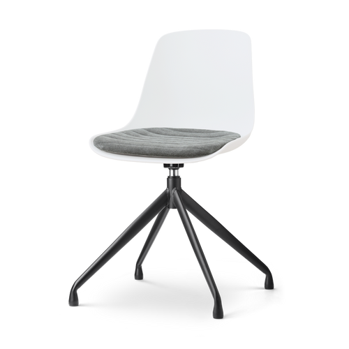 Nolon Nola-Liv draaibare eetkamerstoel wit met zeegrijs zitkussen - zwart onderstel