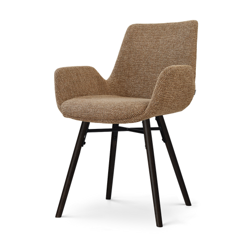 Nolon Nena-Eef eetkamerstoel bruin blend - zwart houten onderstel
