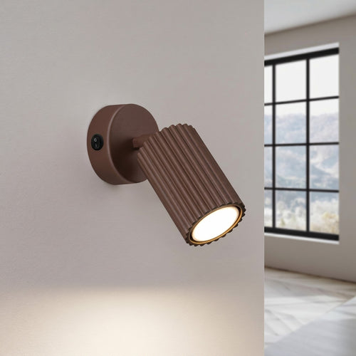 Sollux Lighting Wandlamp KARBON bruin met schakelaar - 8x16x16cm