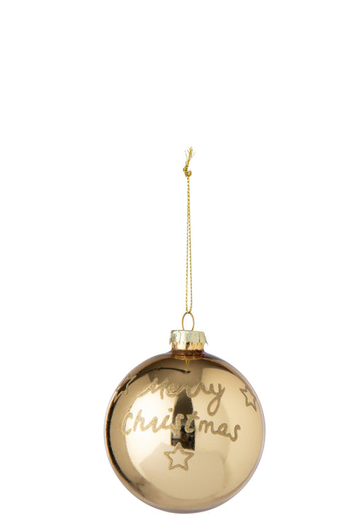 J-Line Kerstbal Merry Christmas - glas - goud - set van 24