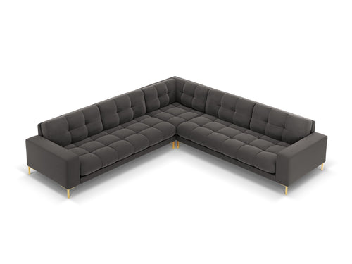 Cosmopolitan Design Symmetrische hoekbank Bali 6-zits, flueel, donkergrijs - 256x256x75cm