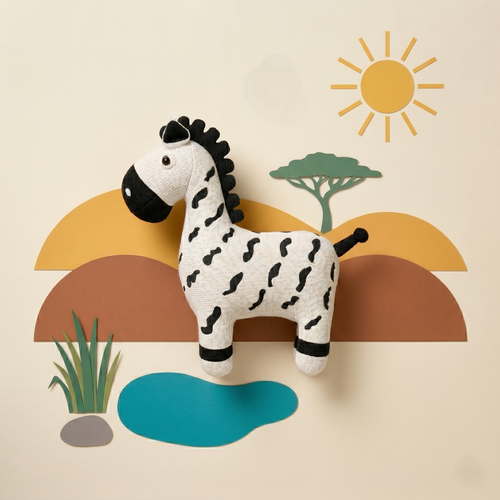 Pintado & Lacado knuffeldier Zebra - wit - 40 cm