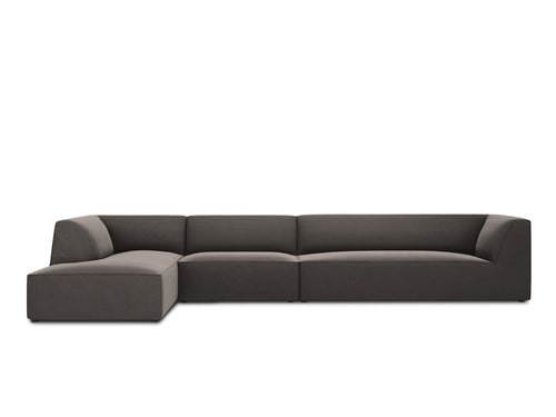 Micadoni linker hoekbank Ruby 5-zits, flueel, donkergrijs - 180x366x69cm