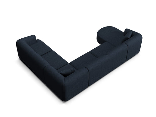 Cosmopolitan Design Modulaire panoramische hoekbank rechts Campi 7-zits, structurele stof koningsblauw - 255x330x70cm