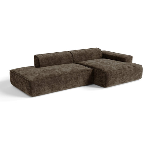 Premium Interiors - Rechthoekige hoekbank HANA - fluweel weefsel expresso bruin 260cm