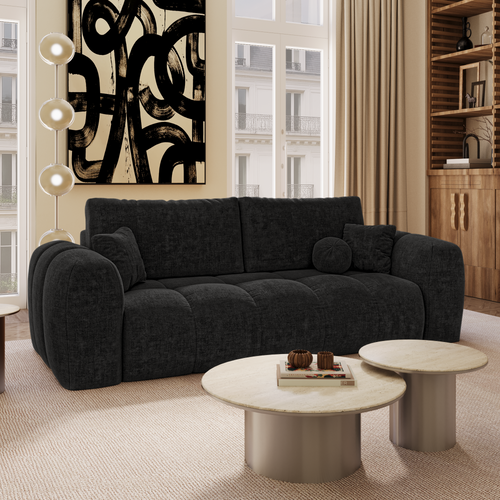 Premium Interiors - Slaapbank met opbergruimte SKY - kruisweefsel donker antraciet 260cm