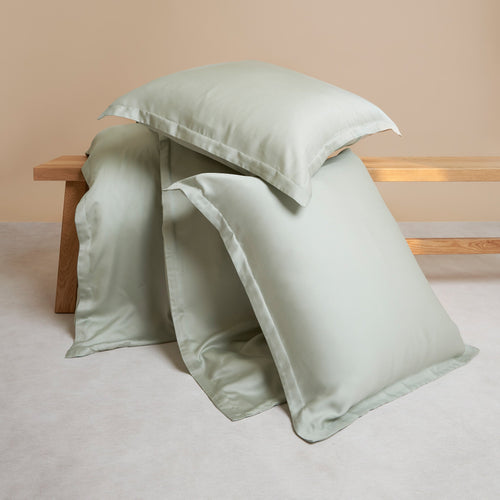 Coco & Cici - Tencel Sateen Dekbedovertrek 240 x 220 cm - 2 Persoons Beddengoed - Grijs Groen - Lyocell - Hypoallergeen & Extra Zacht - 2 Kussenslopen