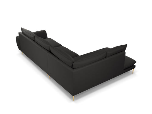 Cosmopolitan Design linker hoekbank Vienna 6-zits, boucle, zwart - 185x275x95cm
