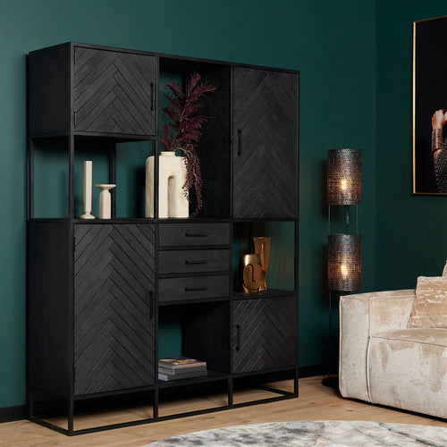 StarFurn Vakkenkast New York Supreme XXL - Zwart Hout - 160x45x200cm - vtwonen shop