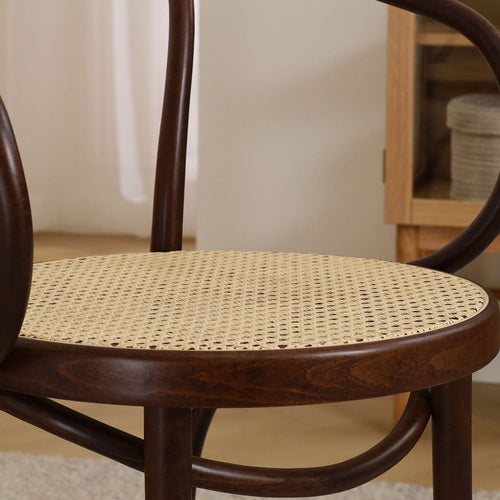 Fameg Venice No. 9 Eetkamerstoel Walnoot - Armleuning - Rotan Zitting - vtwonen shop