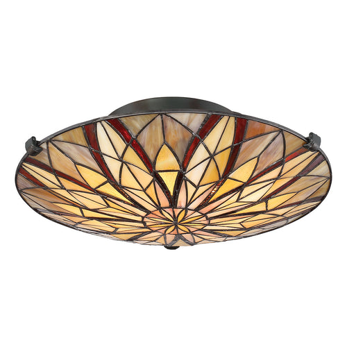 Elstead Victory Tiffany Semi-Flush, Valiant Bronze, E27