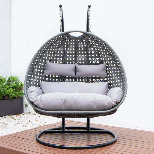 Home Deluxe - Polyrattan hangstoel met regenhoes TWIN | Kleur: Grijs, Eigenschappen: Met regenhoes - vtwonen shop