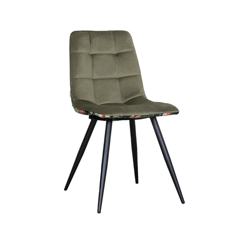 LABEL51 Eetkamerstoel Bistro - Groen/Flamingo Print - Set van 4