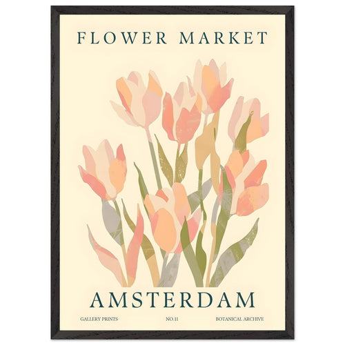 Artfulprints Poster met Lijst Flower market - Amsterdam III   - 50x70 cm - Roze