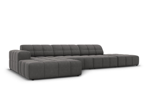 Cosmopolitan Design linker hoekbank Chicago 5-zits, flueel grijs - 167x348x78cm