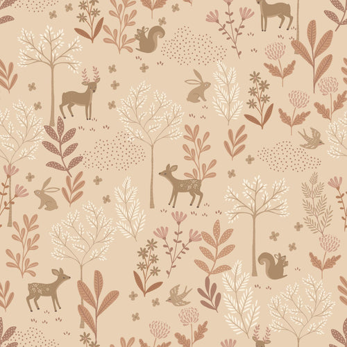 ESTAhome behang bos met bosdieren licht terracotta - 53 cm x 10.05 m - 131229 - vtwonen shop