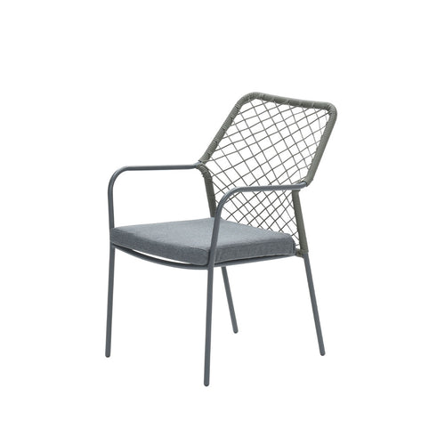 Dido dining fauteuil - carbon black - rope mosgroen - mystic grey - vtwonen shop