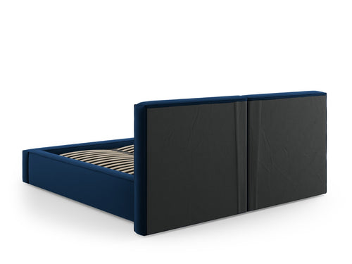 Cosmopolitan Design Opbergbed met dubbel hoofdbord Arendal 140x200cm, flueel, koningsblauw - 228x194x97.5cm