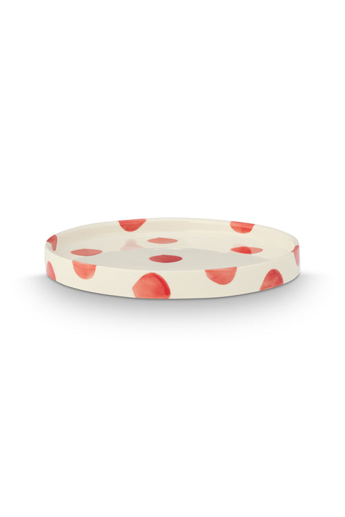 vtwonen -  Lunchbord - Stippen - Rood - Set van 2 - Keramiek - 20cm
