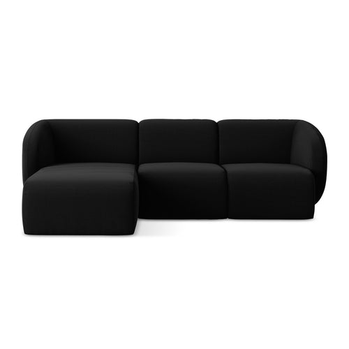 LaMiaSofa hoekbank links Cervo - velours - zwart - 248x166x76