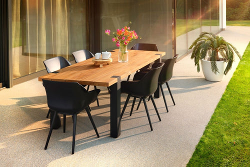 Hartman Dining Tuinset Esmee - Naturel/Zwart Teakhout - 200x100x77cm