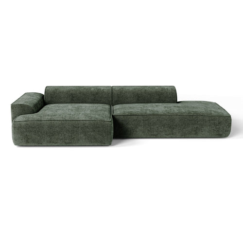 Premium Interiors - Hoekbank (links) HANA - fluweel weefsel olijfgroen 300cm