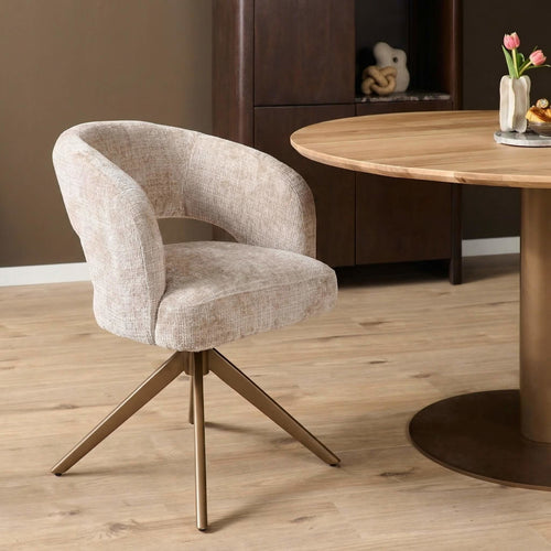 Starfurn Eetkamerstoel Demi - Beige/Brons - Set van 2