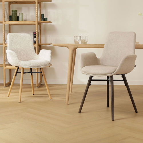 Nolon Nena-Eef Eetkamerstoel Beige - met Armleuning - Walnoot - vtwonen shop