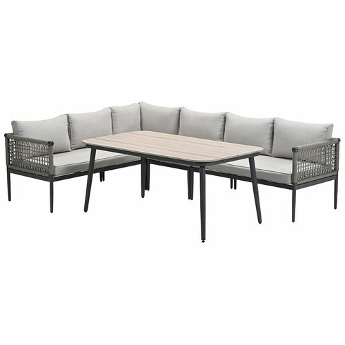 Garden Impressions lounge dining set Burela taupe - 5-delig - links