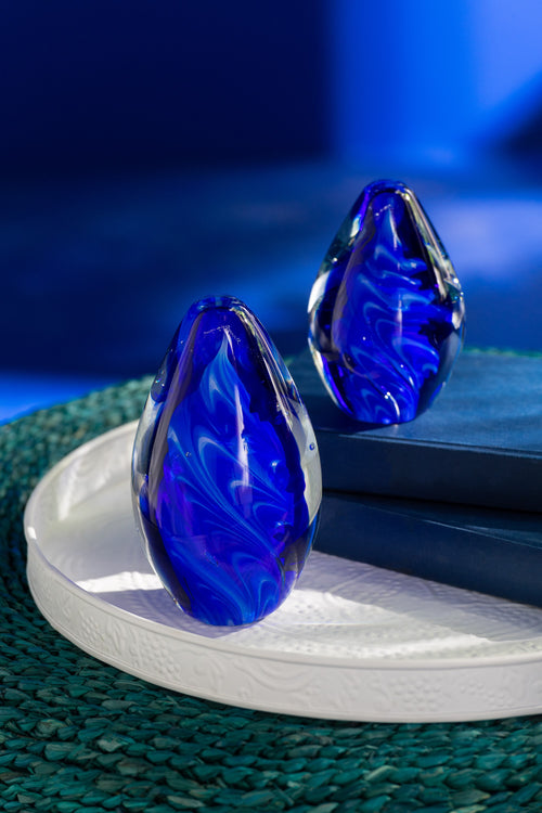 J-Line presse-papier Polypus Ovaal - glas - transparant/blauw - small - vtwonen shop