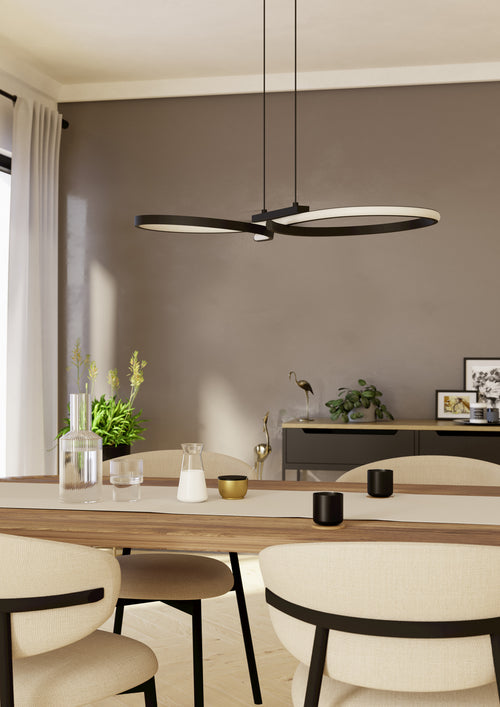 EGLO hanglamp Serpins - led - 66 cm - zwart/wit