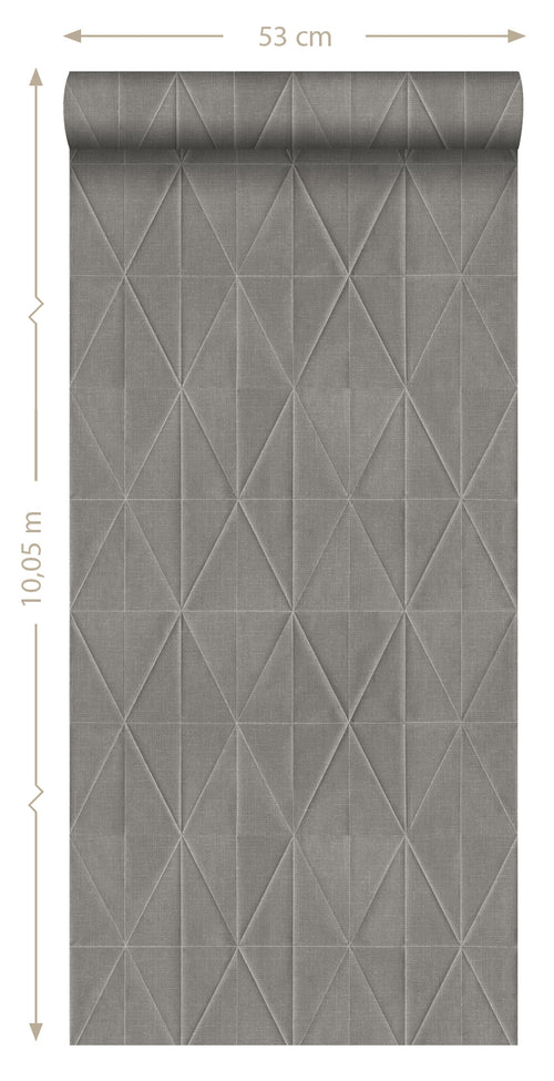 ESTAhome eco-texture vliesbehang origami motief donkergrijs - 0,53 x 10,05 m - 148710 - vtwonen shop