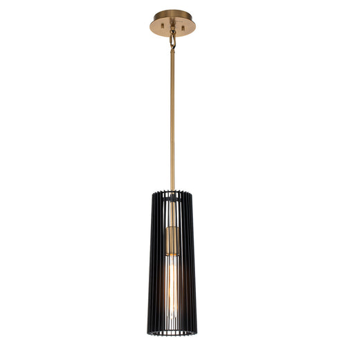 Elstead Kichler Linara Slanke hangende plafondlamp zwart en natuurlijk messing