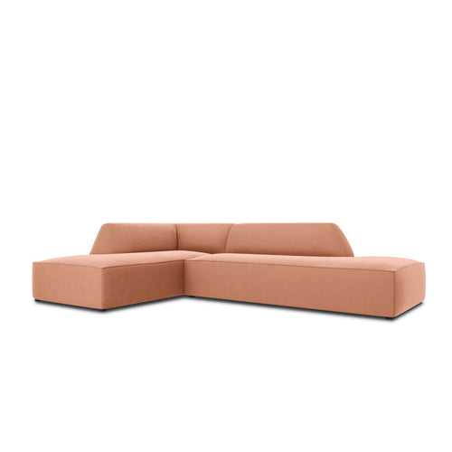 Cosmopolitan Design - Modulaire hoekbank links Siena 4-zits, flueel roze - 180x273x69cm