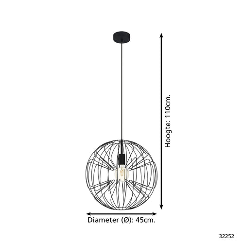 EGLO hanglamp Okinzuri 1 - e27 - ø 45 cm - zwart
