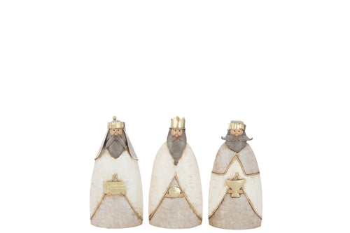 J-Line figuur Driekoningen Geschenk - metaal - mix - 3 stuks