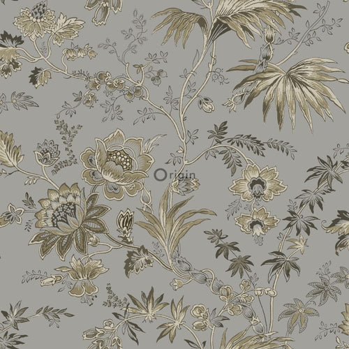 Origin Wallcoverings behang bloemen taupe grijs en bruin - 53 cm x 10,05 m - 326125 - vtwonen shop