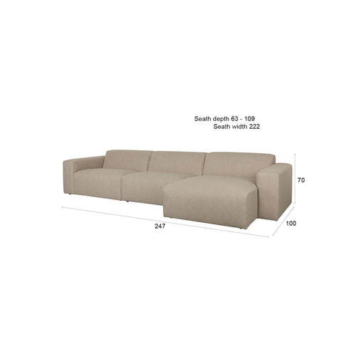 Zuiver Sofa Milka 4,5-zitsbank Chaise longue Rechts Cappuccino - vtwonen shop