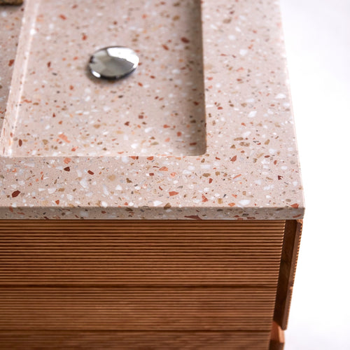 Tikamoon Badkamermeubel van massief eiken en roze premium terrazzo 60 cm - Naturel