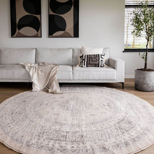 Interieur05 Rond vintage Vloerkleed Aila Zand/Beige - 240 x 240 cm - vtwonen shop