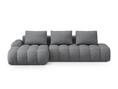 Cosmopolitan Design Uitklapbare hoekbank links met opbergdoos Linz 3-zits, structurele stof grijs - 142x275x84cm