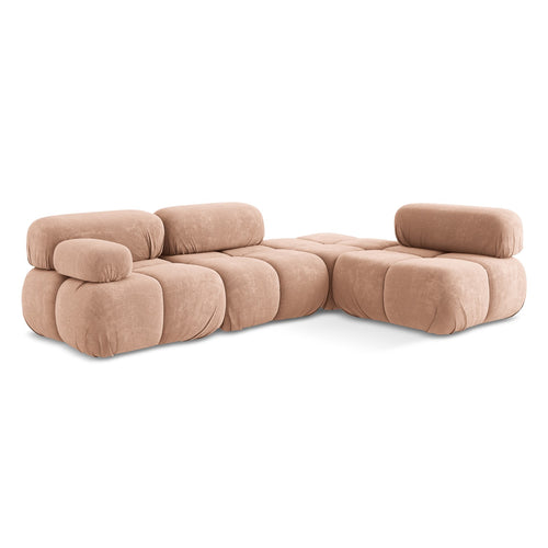 LaMiaSofa hoekbank rechts Sanremo - chenille stof - perzik - 285x190x70