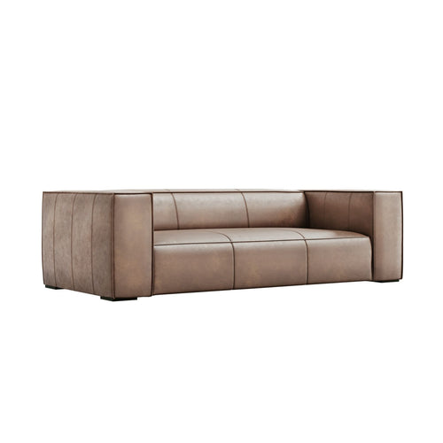 Cosmopolitan Design - Bank Turin 3-zits, echt leer donkerbeige - 100x227x68cm