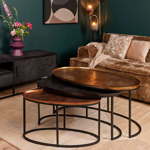 StarFurn Salontafel Raley - Rond Multi Metaal - Set van 3