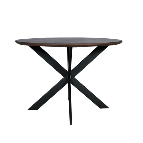 StarFurn Eettafel Madison - Rond Walnoot/Zwart - 130x130x76cm - vtwonen shop