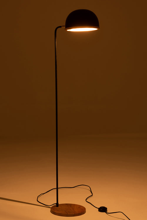 J-Line vloerlamp Evy - ijzer/hout - zwart/naturel