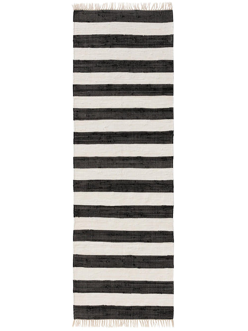 benuta loper van gerecycled materiaal Tom - zwart/wit - 70x200 cm