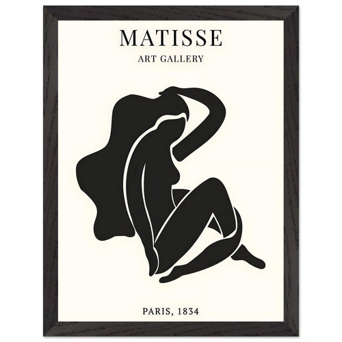 Artfulprints Poster met Lijst Matisse - Art of a woman   - 30x40 cm - Zwart / Wit