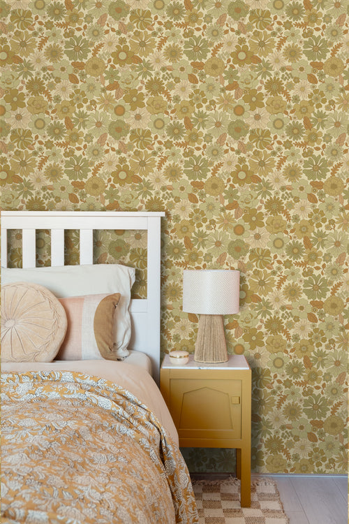 ESTAhome behang retro bloemen vergrijsd groen - 50 x 900 cm - 130964 - vtwonen shop