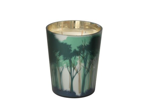 J-Line geurkaars Noa Bos - All of me - glas - groen/goud - medium - 68U